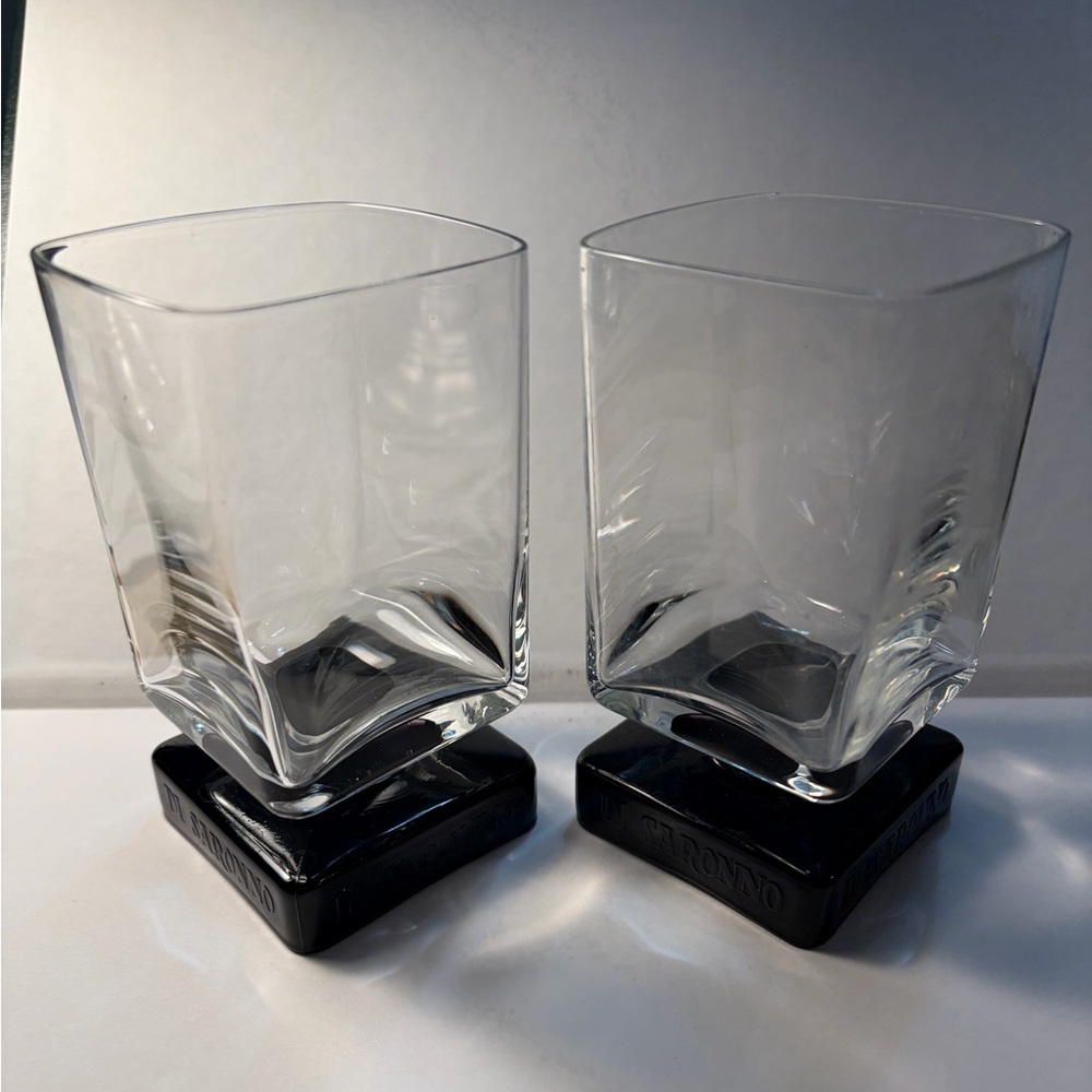 Di Saronno Square Black Footed Cordial Glass 4” - 2 pieces